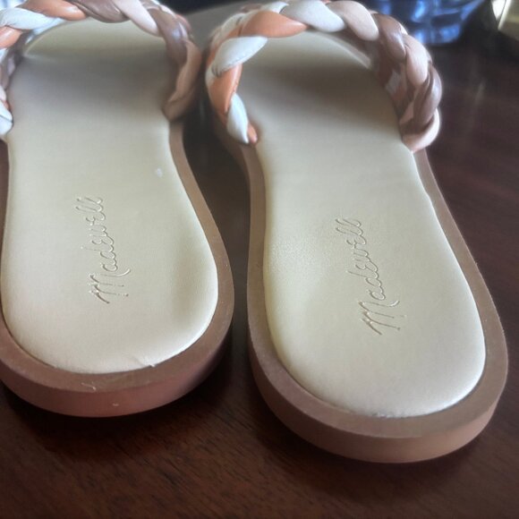 Madewell | Tan Orange The Suzi Puffy Woven Leather Neutral Sandals, Sz 7.5 - Picture 5 of 11